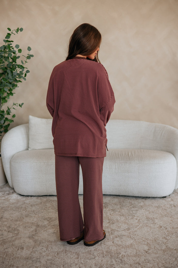 Cayla Striped Pants - Cocoa Mix