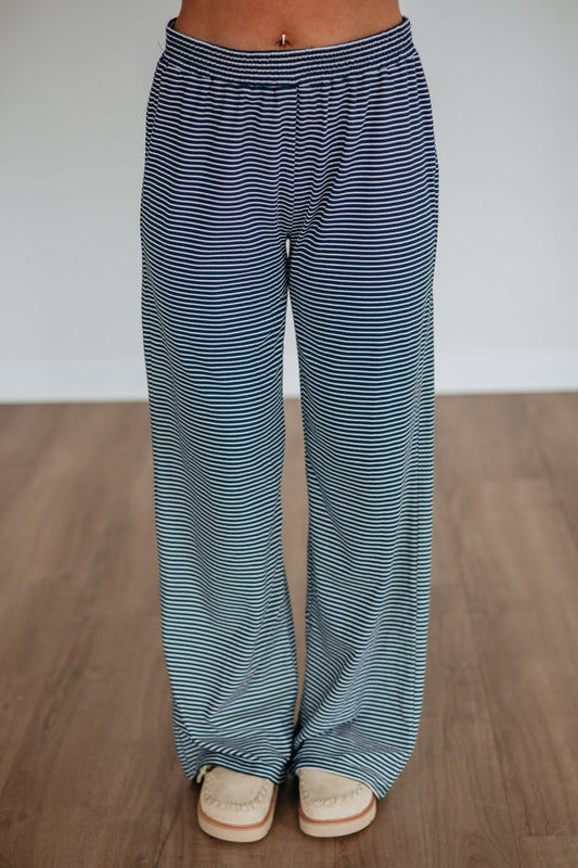 Cayla Striped Pants - Dark Navy Mix