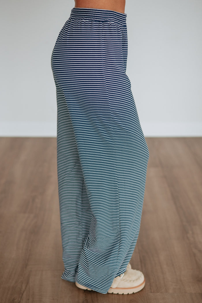 Cayla Striped Pants - Dark Navy Mix