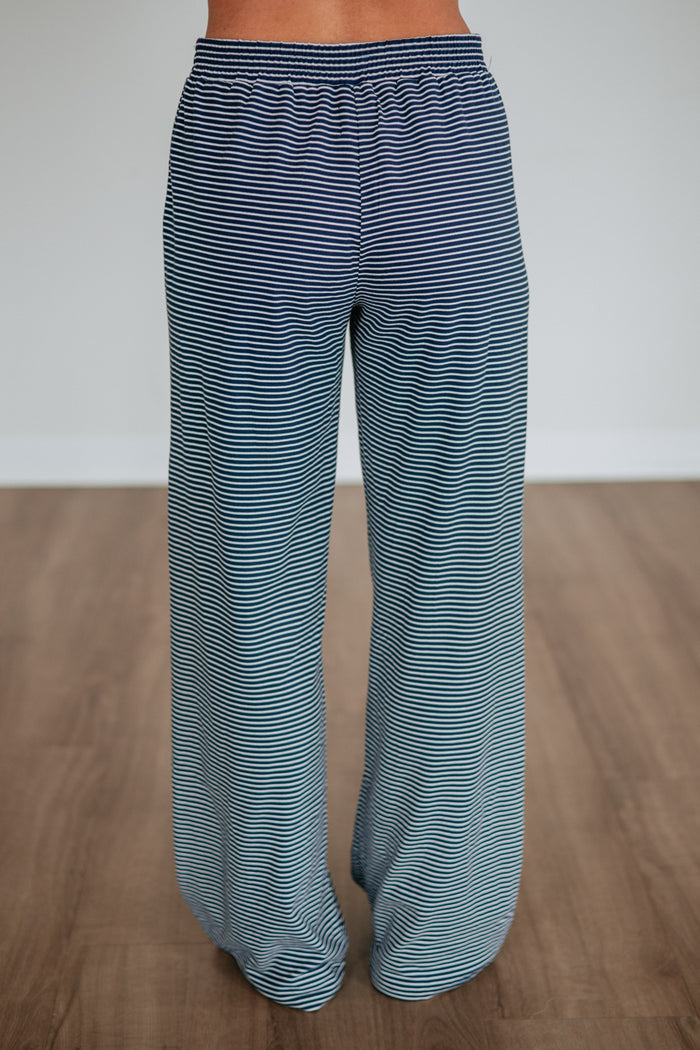 Cayla Striped Pants - Dark Navy Mix