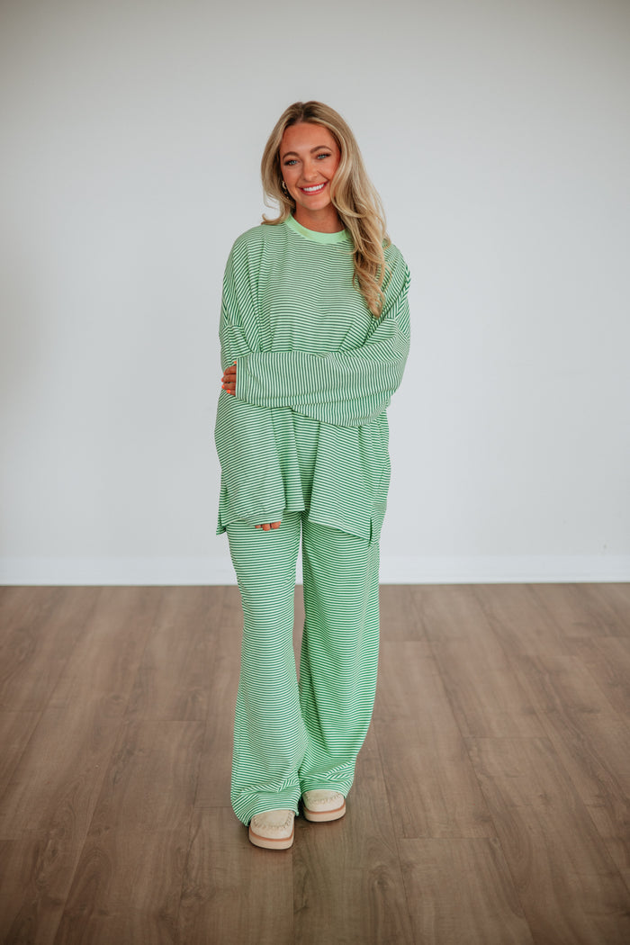Cayla Striped Pants - Key Lime Mix