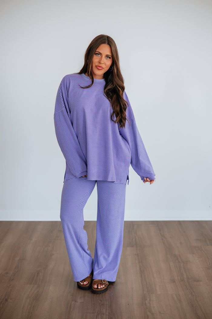 Cayla Striped Pants - Lavender Mix