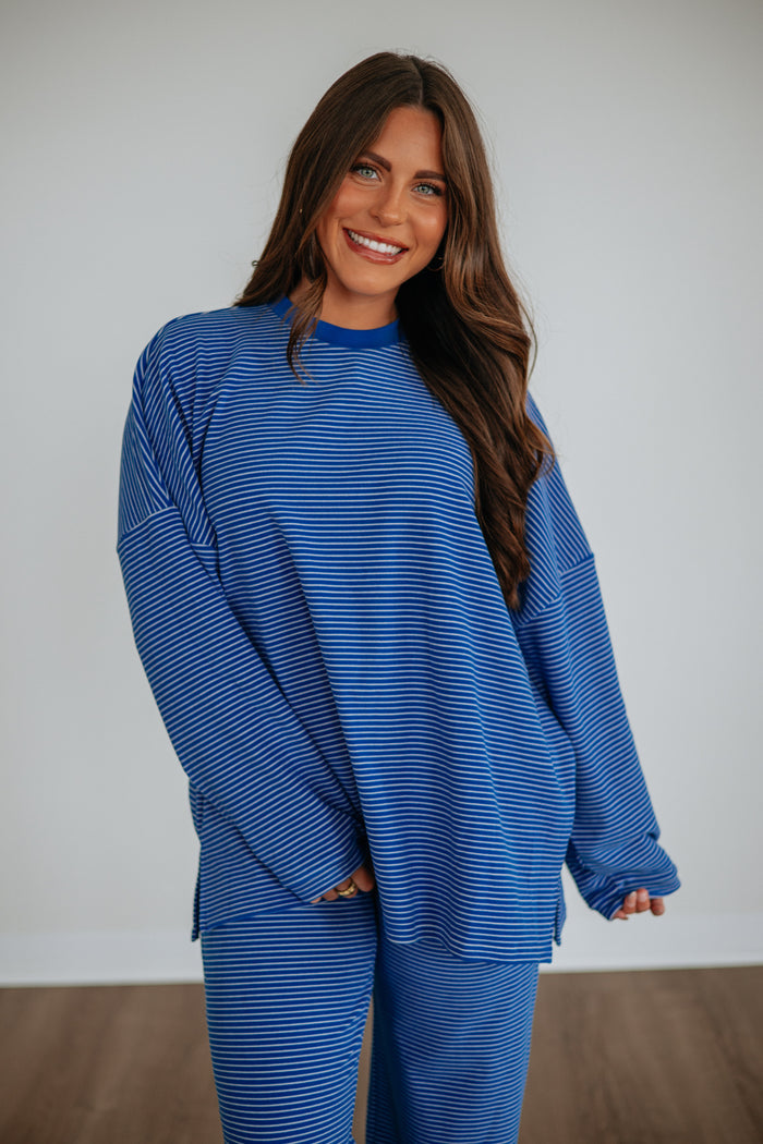 Cayla Striped Top - Cobalt Mix