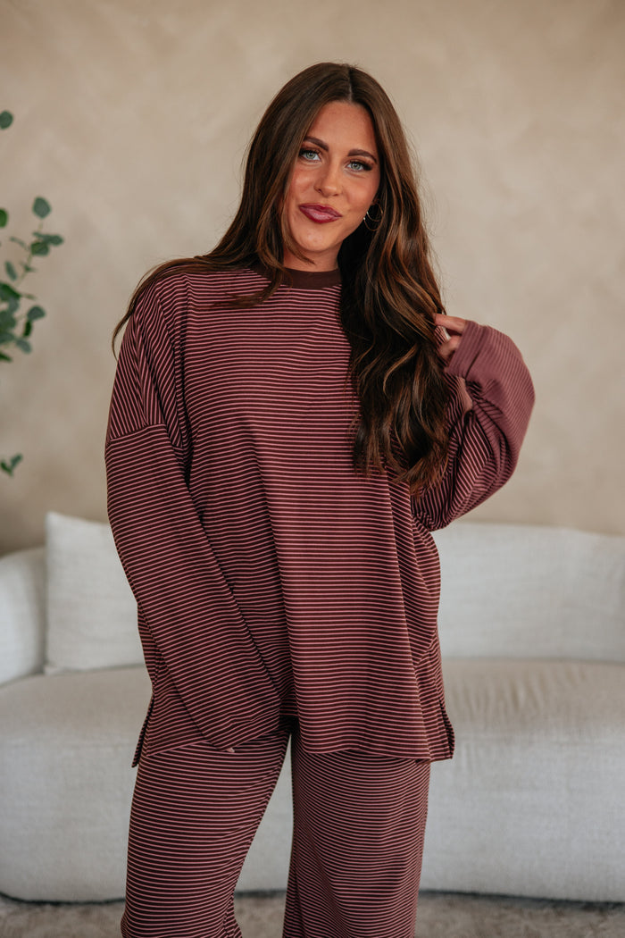 Cayla Striped Top - Cocoa Mix
