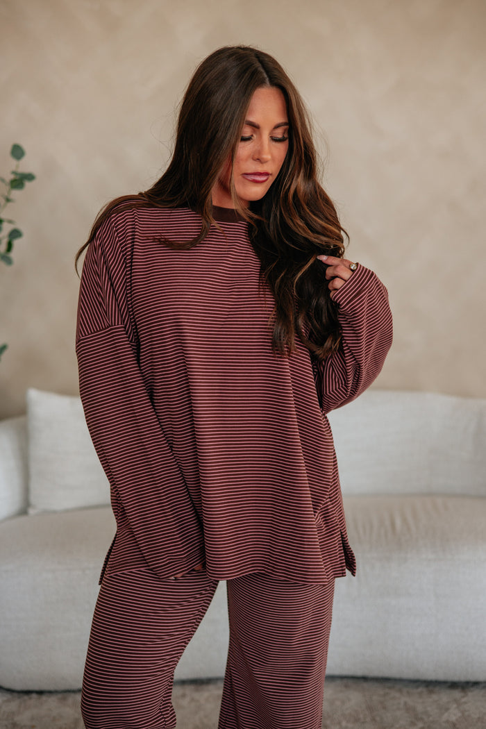 Cayla Striped Top - Cocoa Mix