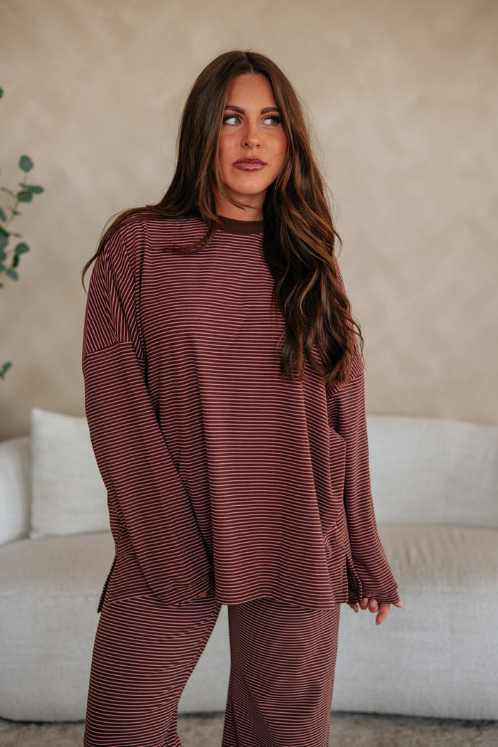 Cayla Striped Top - Cocoa Mix