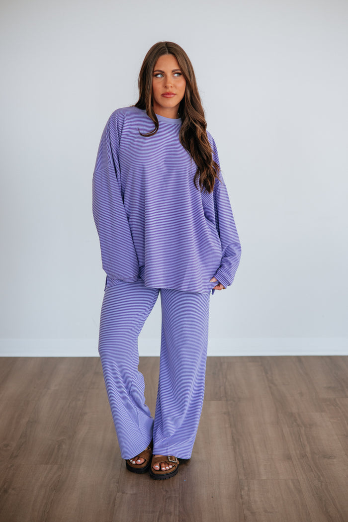 Cayla Striped Top - Lavender Mix