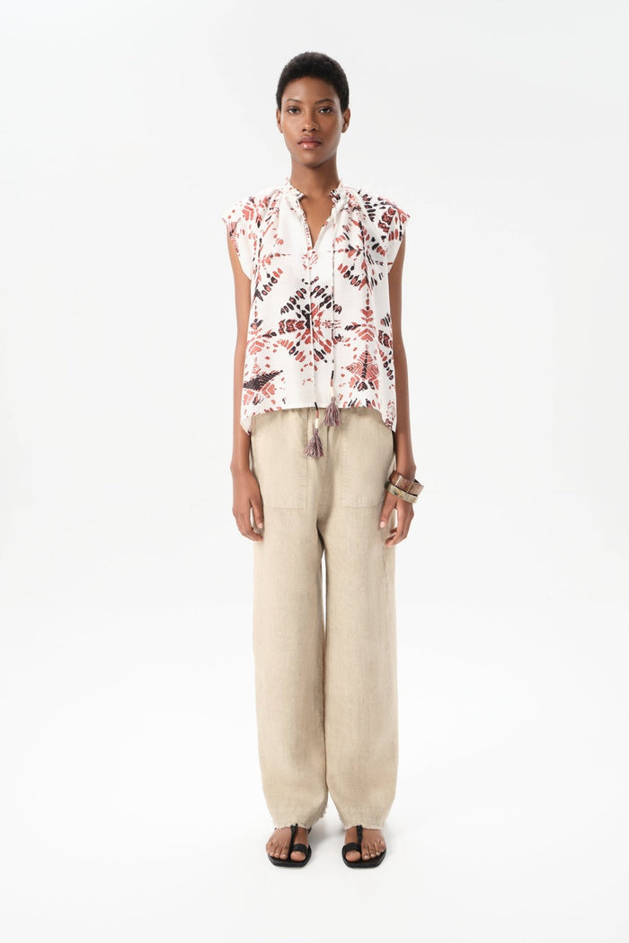 Ceibo Keyla Cover Up Top in Bordeaux Shibori