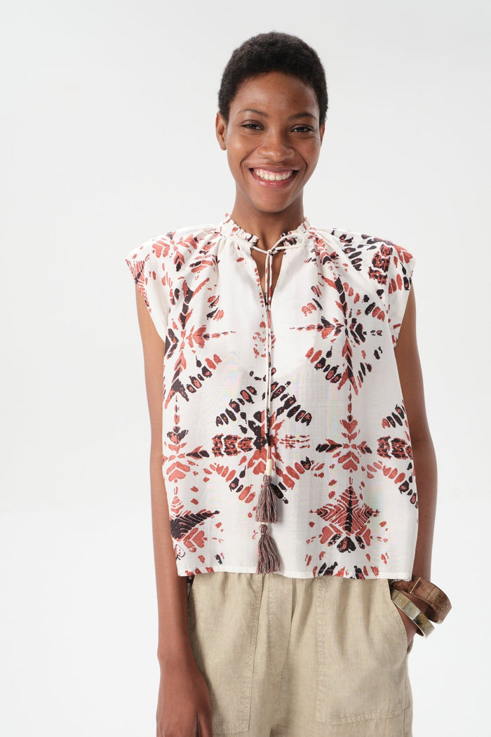 Ceibo Keyla Cover Up Top in Bordeaux Shibori