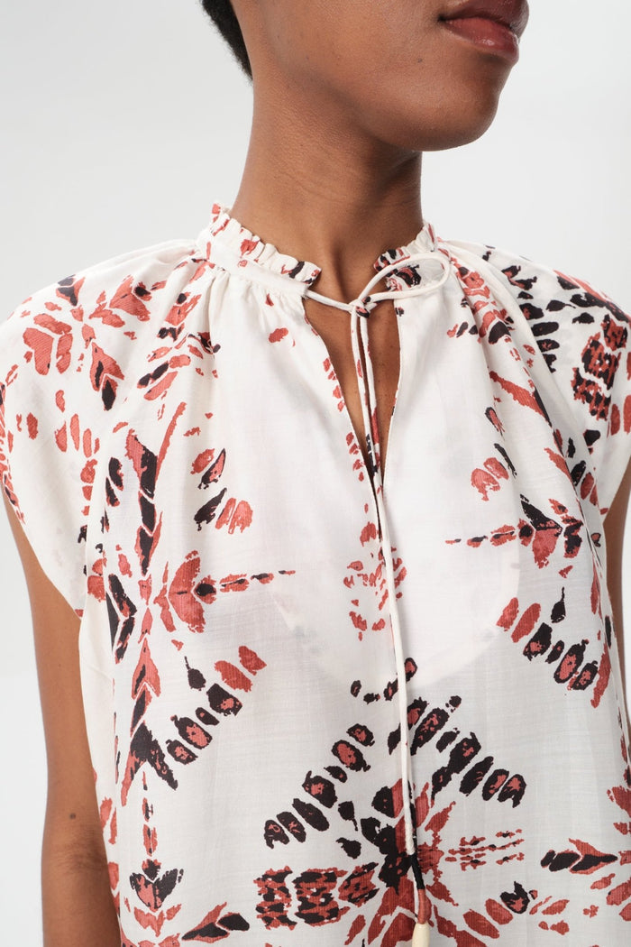 Ceibo Keyla Cover Up Top in Bordeaux Shibori