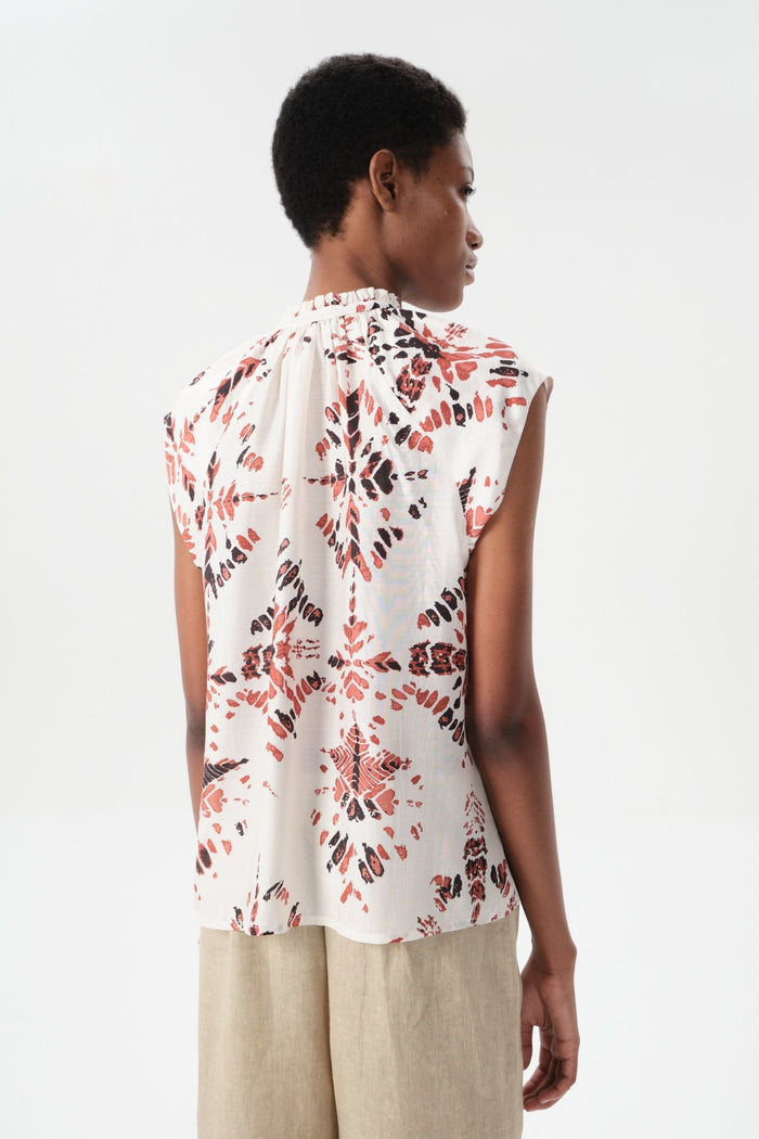 Ceibo Keyla Cover Up Top in Bordeaux Shibori