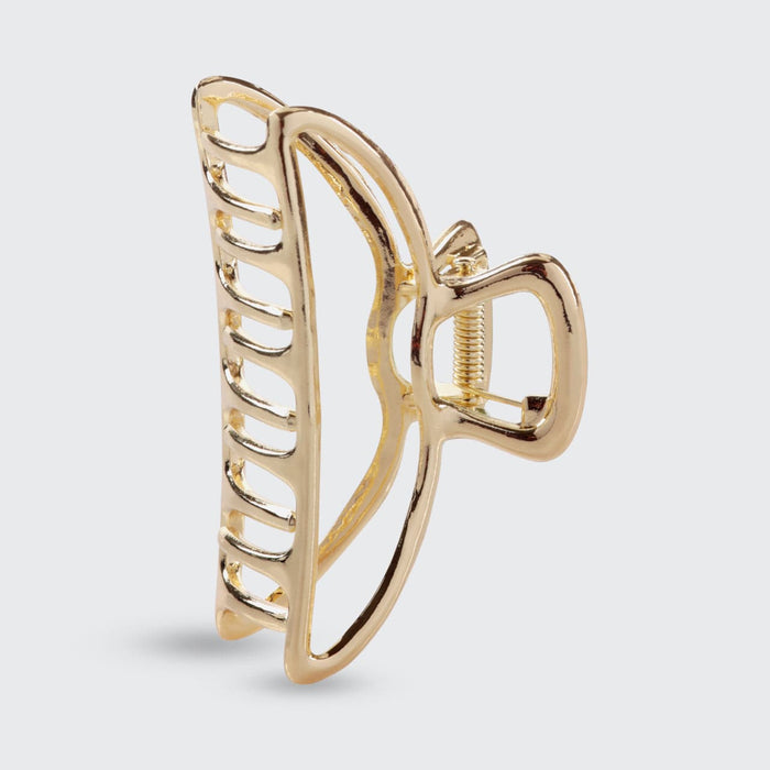 KITSCH Open Shape Round Gold Claw Clip — product flat lay — included in the Charcoal Heatless Bundle