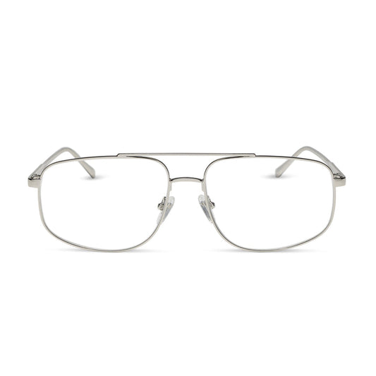 diff eyewear featuring the charley navigator prescription glasses with a silver frame front view
