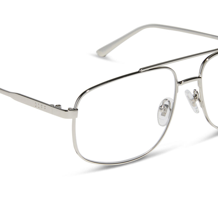 diff eyewear featuring the charley navigator prescription glasses with a silver frame detailed view