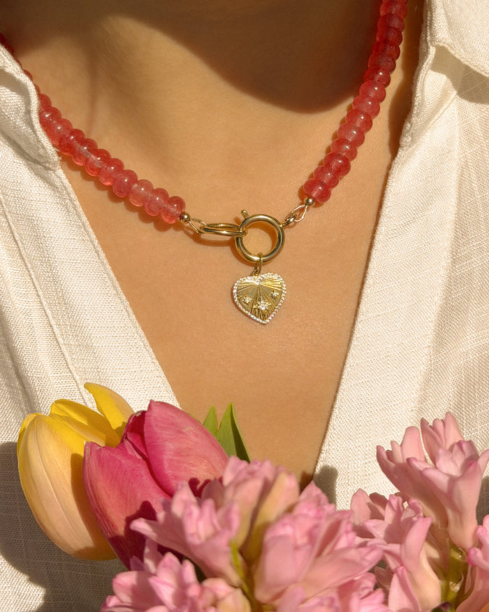 Cherry Quartz Gemstone Necklace