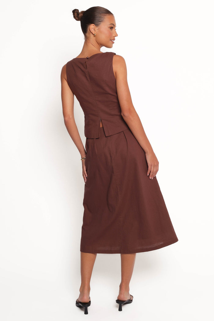 Petal and Pup USA BOTTOMS Chiaro Midi Skirt - Brown