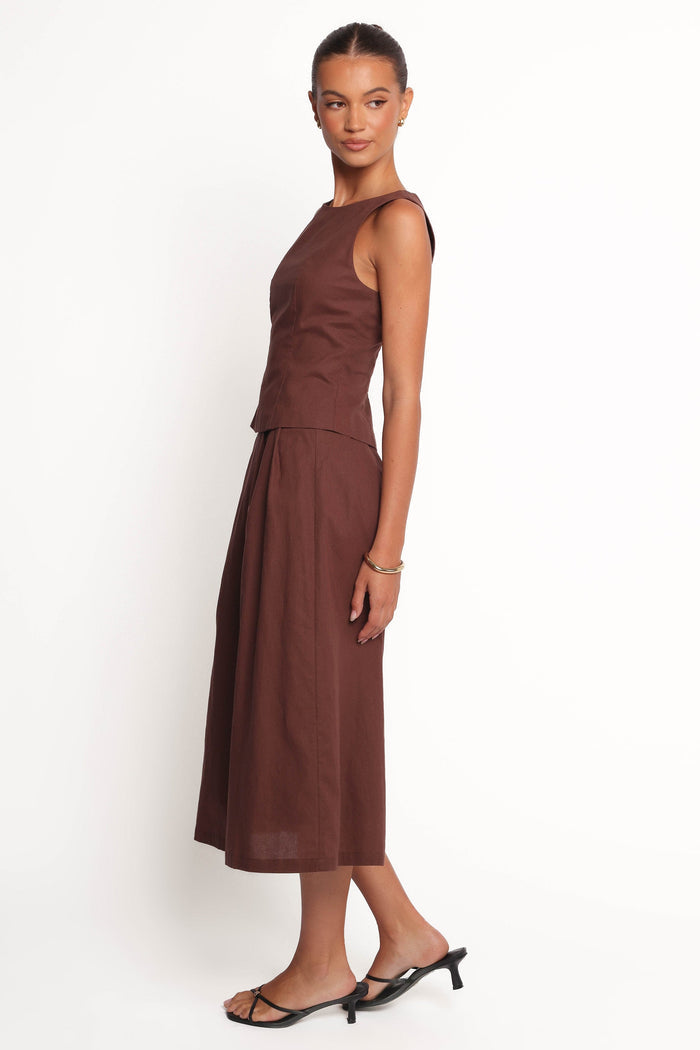 Petal and Pup USA BOTTOMS Chiaro Midi Skirt - Brown