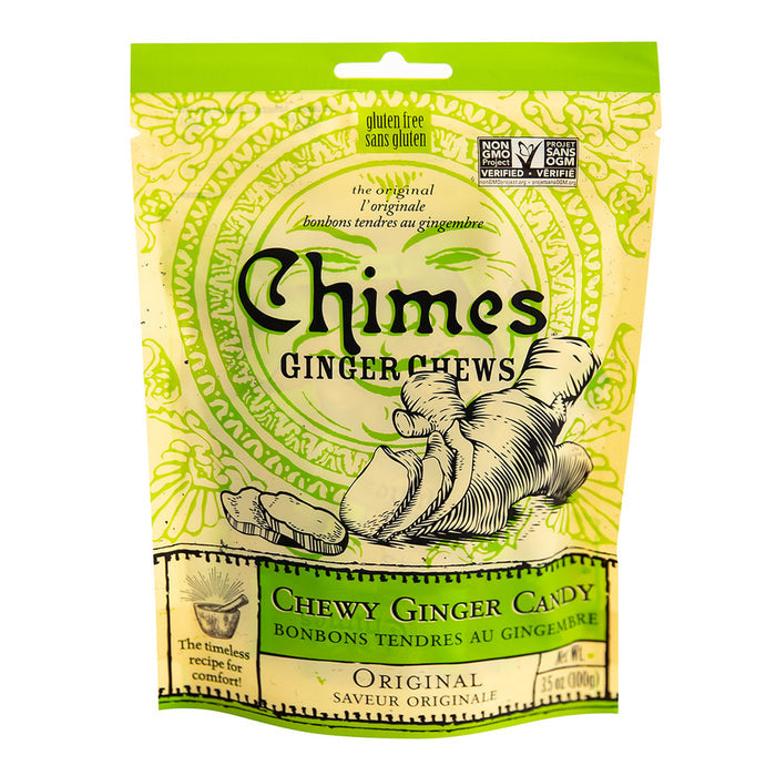 Chimes Original Ginger Chews Candy Pouches - 12 Count