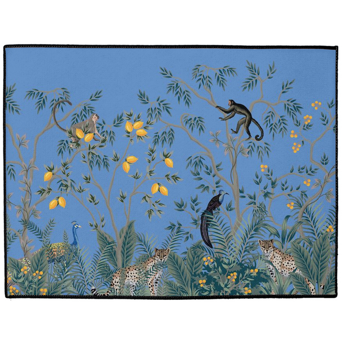 Chinoiserie Jungle Indoor/Outdoor Floor Mat Blue Green