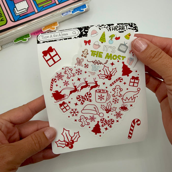 Christmas Heart Jumbo Journaling Sticker Pocket