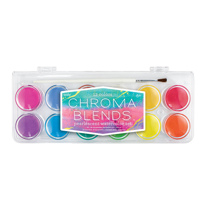 OOLY Chroma Blends Pearlescent watercolor set in closed case