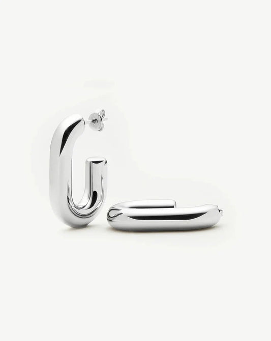 Chubby Oval Medium Hoop Earrings | Platinum Plated Earrings Missoma