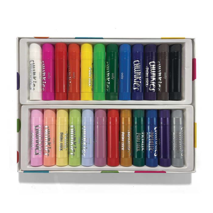 Open set of OOLY Chunkies Paint Sticks variety pack with 24 colors