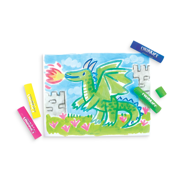Fire breathing dragon painted with Chunkies Paint Sticks