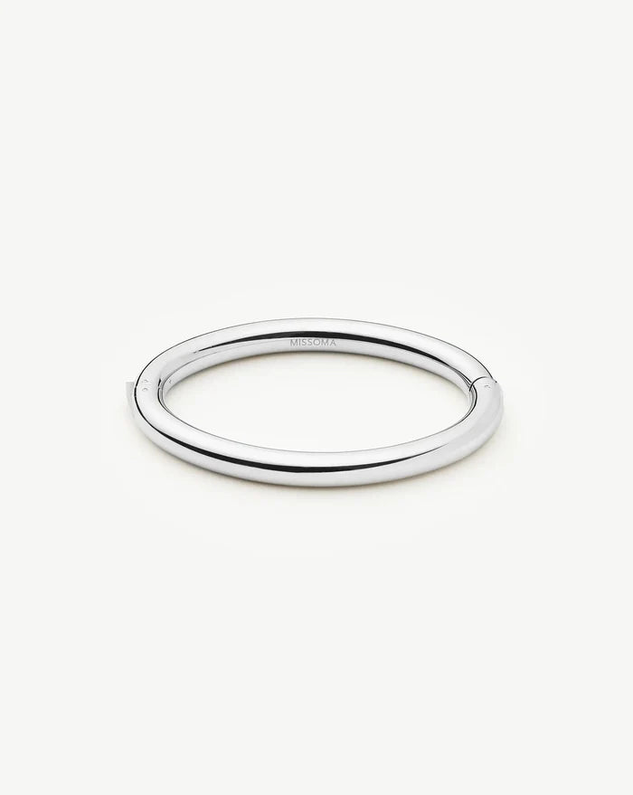 Chunky Round Hinged Bangle | Platinum Plated Bracelets Missoma