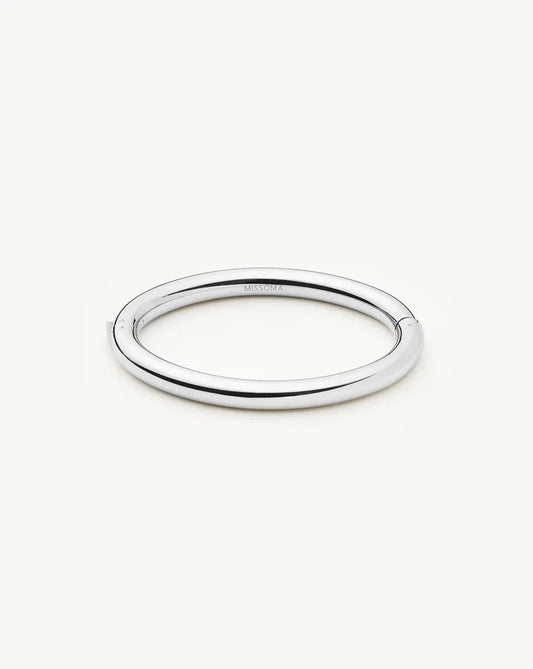 Chunky Round Hinged Bangle | Platinum Plated Bracelets Missoma