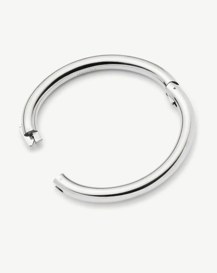 Chunky Round Hinged Bangle | Platinum Plated Bracelets Missoma