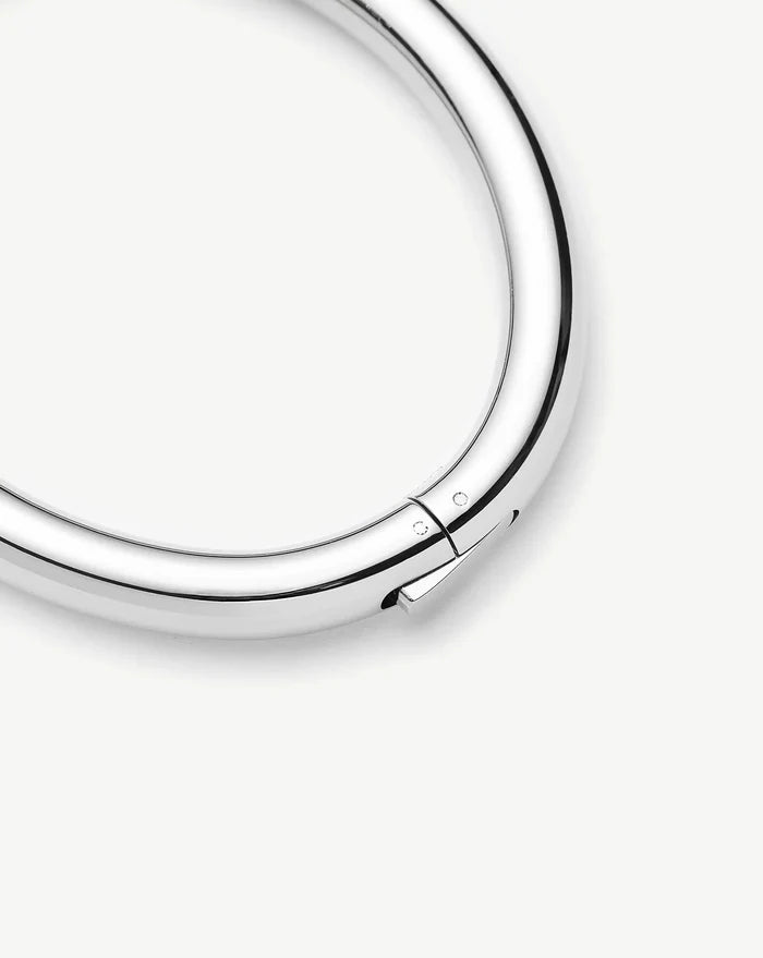 Chunky Round Hinged Bangle | Platinum Plated Bracelets Missoma