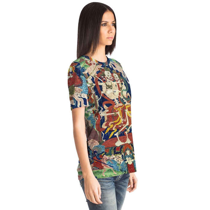 Citipati Skeleton Deity | Tibetan Buddhist Lords of the Cemetery | Dance of Death Graphic Art T-Shirt