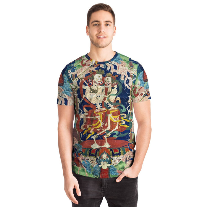 Citipati Skeleton Deity | Tibetan Buddhist Lords of the Cemetery | Dance of Death Graphic Art T-Shirt