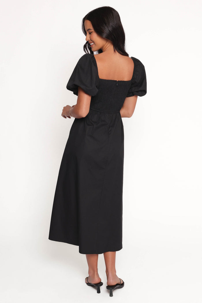 Petal and Pup USA DRESSES Clo Puff Sleeve Midi Dress - Black
