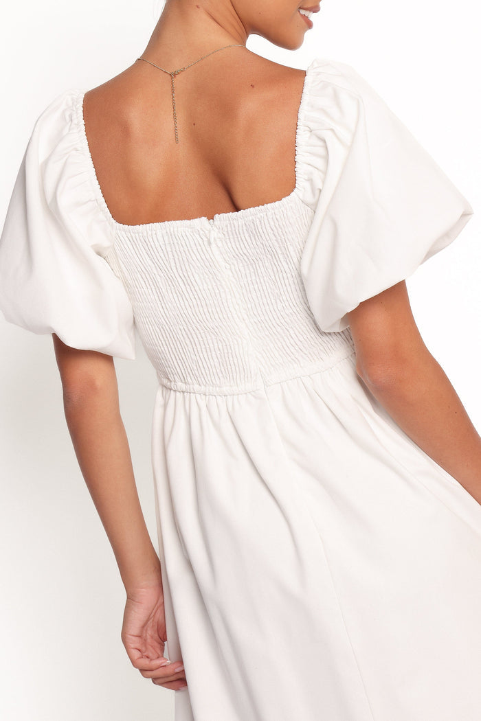 Petal and Pup USA DRESSES Clo Puff Sleeve Midi Dress - White