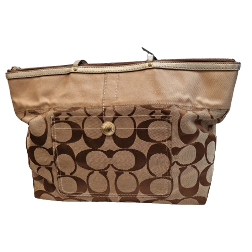 COACH Large Signature Print Zippered Tote Bag 11692