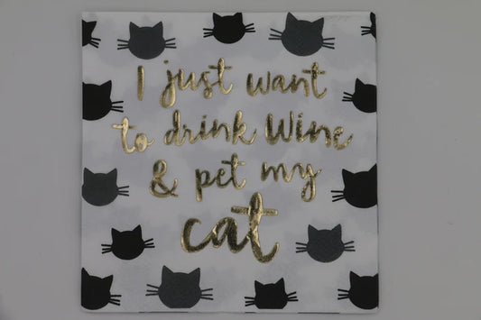 Cocktail Napkins - Drink Wine Pet My Cat