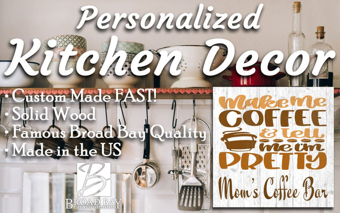 Custom Coffee Lover Gift Sign - Farmhouse Style Décor - Broad Bay Personalized Gifts Shipped Fast