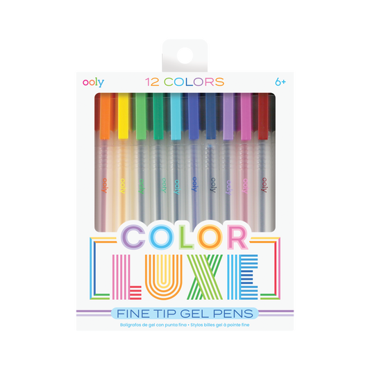 Set of 12 Color Luxe colored gel pens with fine tips in new packaging