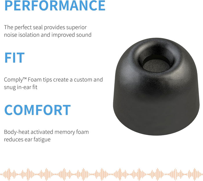 Comply 382010011 TWR200B Memory Foam Earbud Tips With TechDefender 3 Pairs Small Black