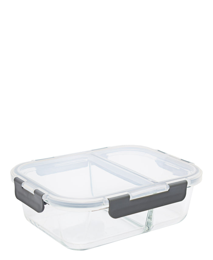 Consol 1.36L Madrid 2-Division Storage Container with Clip-On Lid - Grey
