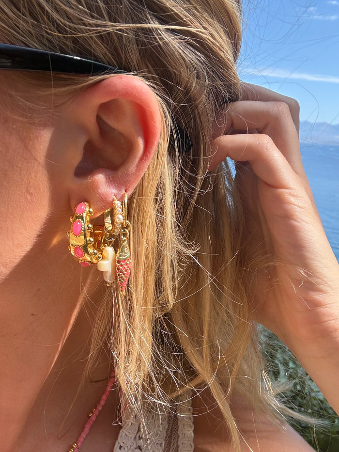 Cordelia Hoops in Coral
