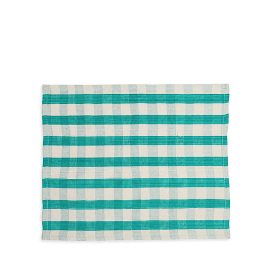 Tensira Cotton Check Placemat in Green & Off-White