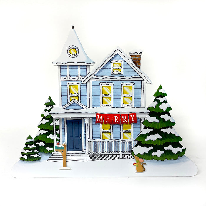 Countdown to Christmas Advent Calendar - S/25 Magnets & Blue Winter House
