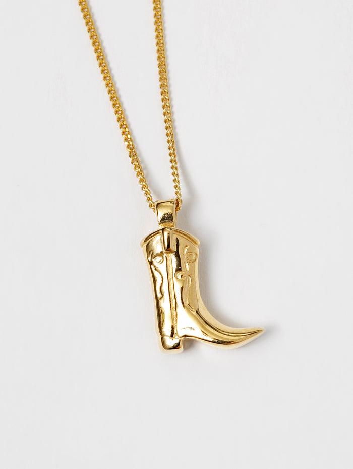 Wolf Circus Cowboy Boot Charm Necklace in 14k Gold Plated | Boot Pendant | Recycled Materials-Necklaces-wolfcircus.com