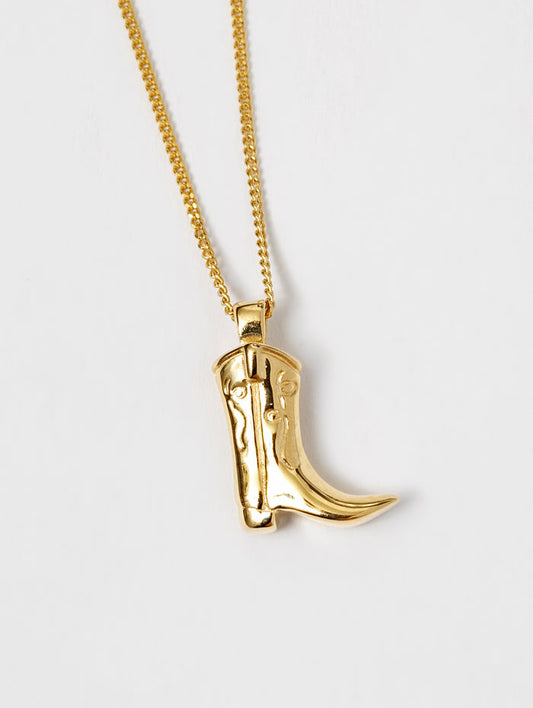 Wolf Circus Cowboy Boot Charm Necklace in 14k Gold Plated | Boot Pendant | Recycled Materials-Necklaces-wolfcircus.com