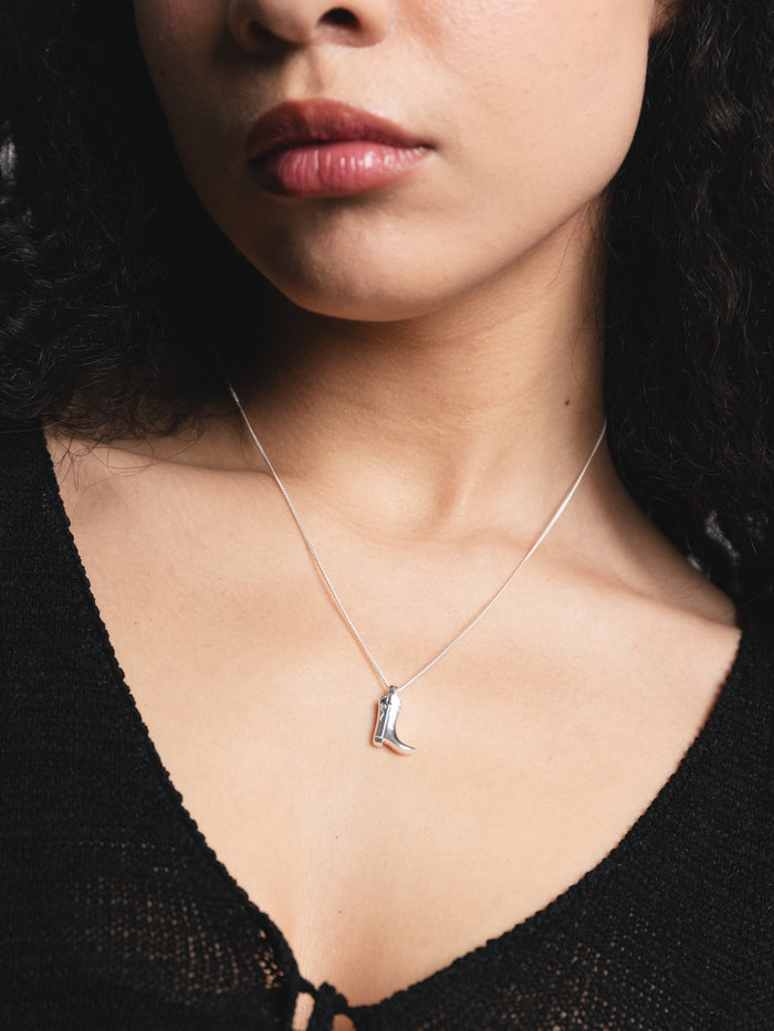 Wolf Circus Cowboy Boot Charm Necklace in Sterling Silver | Boot Pendant | Recycled Materials-Necklaces-wolfcircus.com