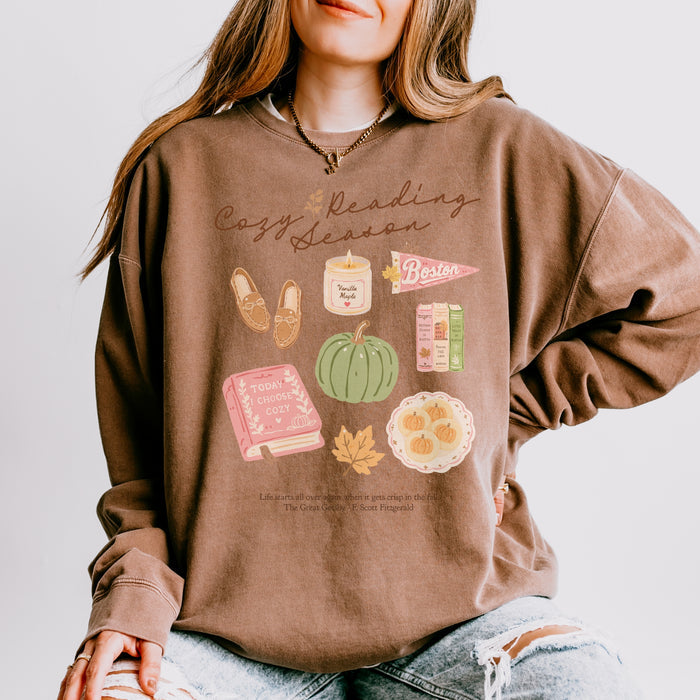 Cozy Reading Season Fleece Crewneck Sweatshirt