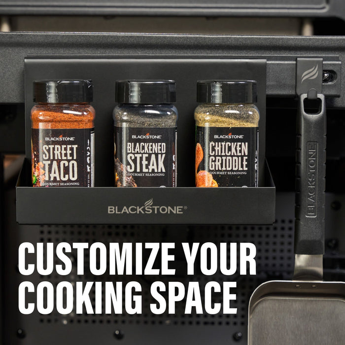 Use the tool hooks and spice rack (sold separately) to customize your cooking space.